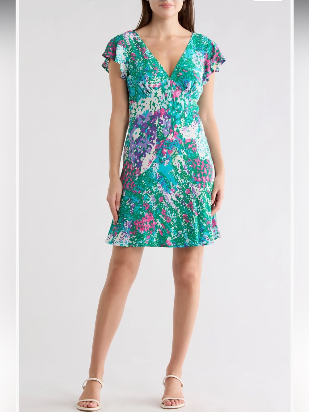 Rails Gigi Green Floral Mini Dress with Pink & Purple Print